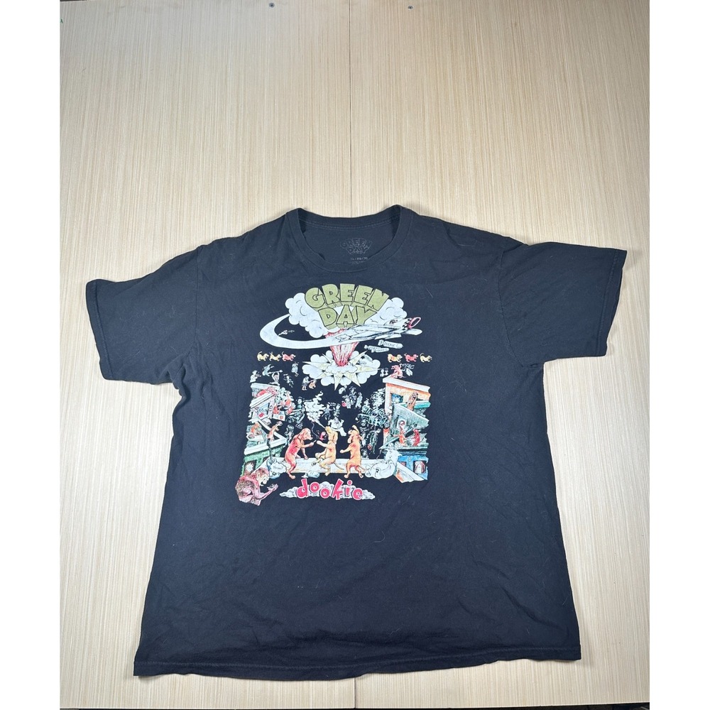 Green Day T-Shirt Men XL Navy Blue Graphic Print Dookie Cotton Crew Neck Outdoor